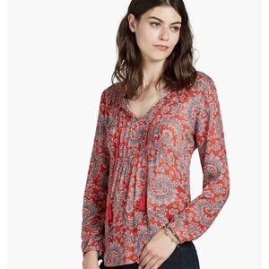 Lucky Brand boho long sleeve paisley shirt blouse small